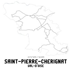 SAINT-PIERRE-CHERIGNAT Val-d'Oise. Minimalistic street map with black and white lines.