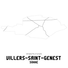 VILLERS-SAINT-GENEST Somme. Minimalistic street map with black and white lines.
