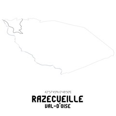 RAZECUEILLE Val-d'Oise. Minimalistic street map with black and white lines.