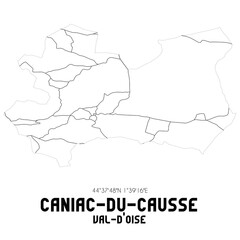 CANIAC-DU-CAUSSE Val-d'Oise. Minimalistic street map with black and white lines.