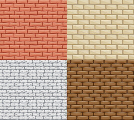 Seamless brick walls. Realistic color stone  textures. Decorative patterns for interior loft style. Template design background