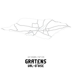 GRATENS Val-d'Oise. Minimalistic street map with black and white lines.
