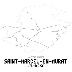 SAINT-MARCEL-EN-MURAT Val-d'Oise. Minimalistic street map with black and white lines.