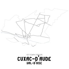 CUXAC-D'AUDE Val-d'Oise. Minimalistic street map with black and white lines.