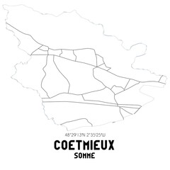 COETMIEUX Somme. Minimalistic street map with black and white lines.