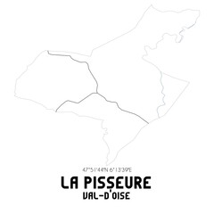 LA PISSEURE Val-d'Oise. Minimalistic street map with black and white lines.
