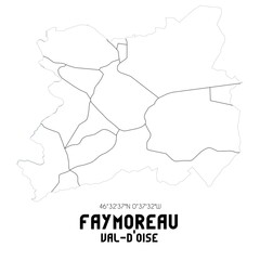 FAYMOREAU Val-d'Oise. Minimalistic street map with black and white lines.