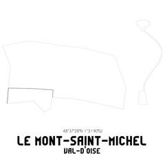 LE MONT-SAINT-MICHEL Val-d'Oise. Minimalistic street map with black and white lines.