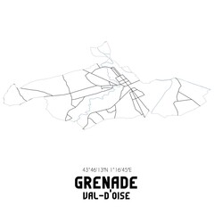 GRENADE Val-d'Oise. Minimalistic street map with black and white lines.