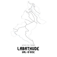LABATHUDE Val-d'Oise. Minimalistic street map with black and white lines.