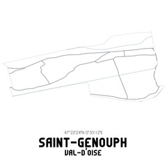 SAINT-GENOUPH Val-d'Oise. Minimalistic street map with black and white lines.