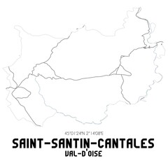 SAINT-SANTIN-CANTALES Val-d'Oise. Minimalistic street map with black and white lines.