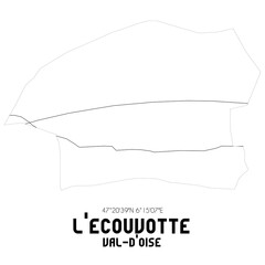 L'ECOUVOTTE Val-d'Oise. Minimalistic street map with black and white lines.