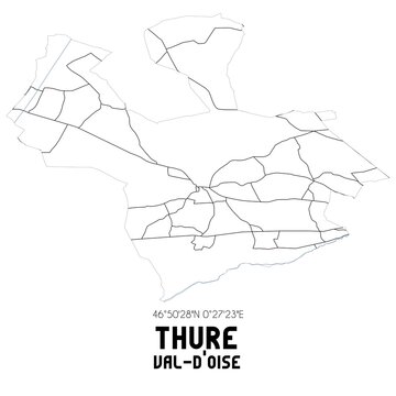 THURE Val-d'Oise. Minimalistic street map with black and white lines.
