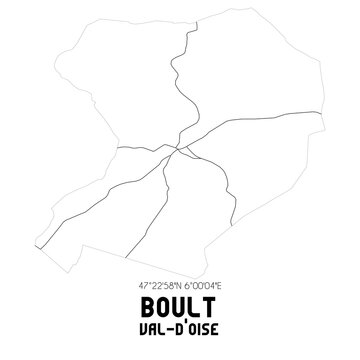 BOULT Val-d'Oise. Minimalistic street map with black and white lines.