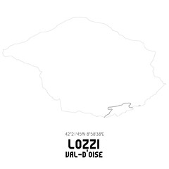 LOZZI Val-d'Oise. Minimalistic street map with black and white lines.