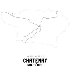 CHATENAY Val-d'Oise. Minimalistic street map with black and white lines.