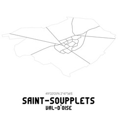 SAINT-SOUPPLETS Val-d'Oise. Minimalistic street map with black and white lines.