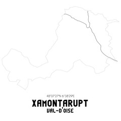XAMONTARUPT Val-d'Oise. Minimalistic street map with black and white lines.