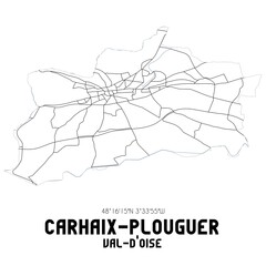 CARHAIX-PLOUGUER Val-d'Oise. Minimalistic street map with black and white lines.