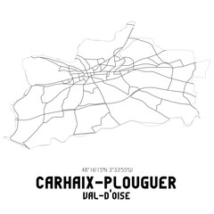 Obraz premium CARHAIX-PLOUGUER Val-d'Oise. Minimalistic street map with black and white lines.