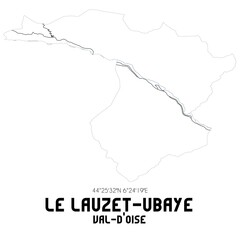 LE LAUZET-UBAYE Val-d'Oise. Minimalistic street map with black and white lines.