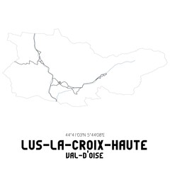 LUS-LA-CROIX-HAUTE Val-d'Oise. Minimalistic street map with black and white lines.