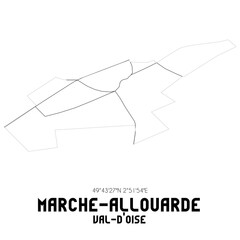 MARCHE-ALLOUARDE Val-d'Oise. Minimalistic street map with black and white lines.