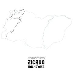 ZICAVO Val-d'Oise. Minimalistic street map with black and white lines.