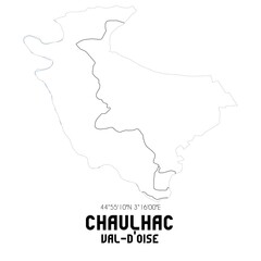 CHAULHAC Val-d'Oise. Minimalistic street map with black and white lines.