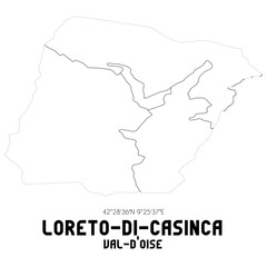 LORETO-DI-CASINCA Val-d'Oise. Minimalistic street map with black and white lines.