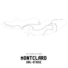 MONTCLARD Val-d'Oise. Minimalistic street map with black and white lines.