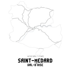 SAINT-MEDARD Val-d'Oise. Minimalistic street map with black and white lines.
