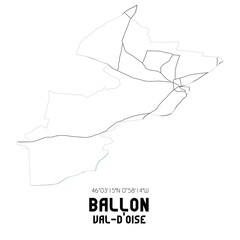 BALLON Val-d'Oise. Minimalistic street map with black and white lines.