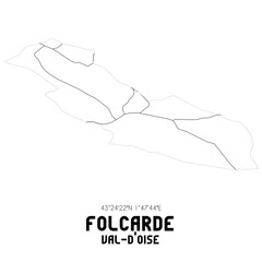 FOLCARDE Val-d'Oise. Minimalistic street map with black and white lines.