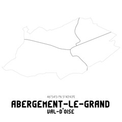 ABERGEMENT-LE-GRAND Val-d'Oise. Minimalistic street map with black and white lines.