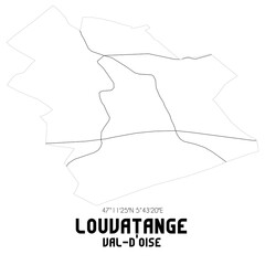 LOUVATANGE Val-d'Oise. Minimalistic street map with black and white lines.