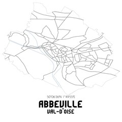 ABBEVILLE Val-d'Oise. Minimalistic street map with black and white lines.