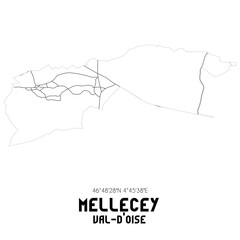 MELLECEY Val-d'Oise. Minimalistic street map with black and white lines.