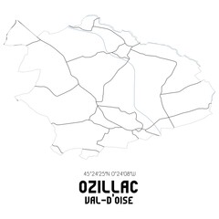 OZILLAC Val-d'Oise. Minimalistic street map with black and white lines.