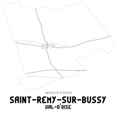 SAINT-REMY-SUR-BUSSY Val-d'Oise. Minimalistic street map with black and white lines.
