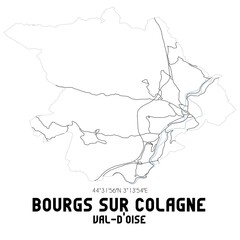 BOURGS SUR COLAGNE Val-d'Oise. Minimalistic street map with black and white lines.