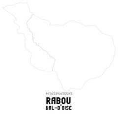 RABOU Val-d'Oise. Minimalistic street map with black and white lines.