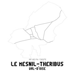 LE MESNIL-THERIBUS Val-d'Oise. Minimalistic street map with black and white lines.