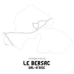 LE BERSAC Val-d'Oise. Minimalistic street map with black and white lines.