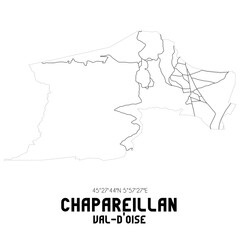 CHAPAREILLAN Val-d'Oise. Minimalistic street map with black and white lines.