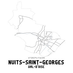 NUITS-SAINT-GEORGES Val-d'Oise. Minimalistic street map with black and white lines.