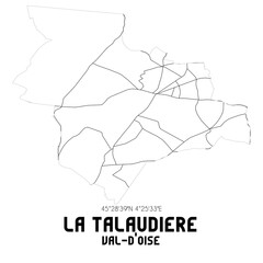 LA TALAUDIERE Val-d'Oise. Minimalistic street map with black and white lines.