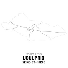 VOULPAIX Seine-et-Marne. Minimalistic street map with black and white lines.