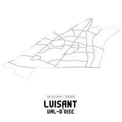 LUISANT Val-d'Oise. Minimalistic street map with black and white lines.